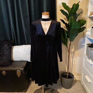 Black Velvet Choker Skater Dress